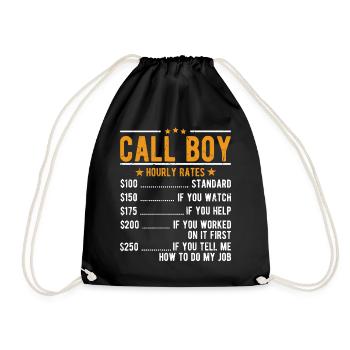 Call Boy hourly wage - Drawstring Bag - black - Front
