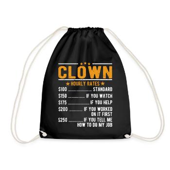 Clown Stundenlohn - Turnbeutel - Schwarz - Vorne