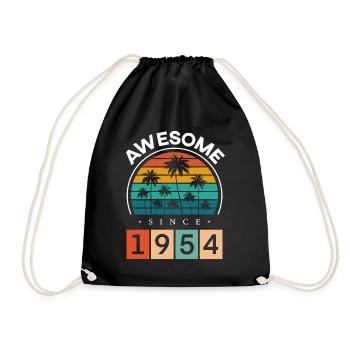 1954 Born Birthday Year of birth vintage - Drawstring Bag - black - Front