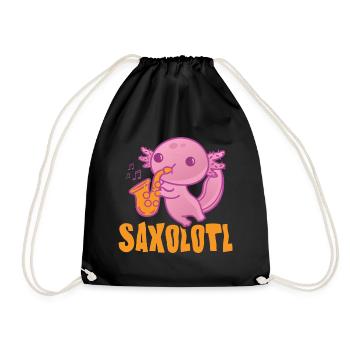 Saxolotl Funny Saxophone Player For Jazz Musician - Drawstring Bag - black - Front