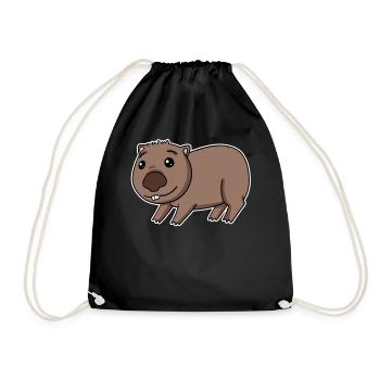 Wombat motif marsupial - Drawstring Bag - black - Front