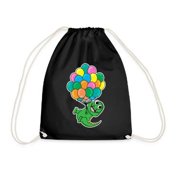 Dino Kids Motif Balloon Balloons - Drawstring Bag - black - Front