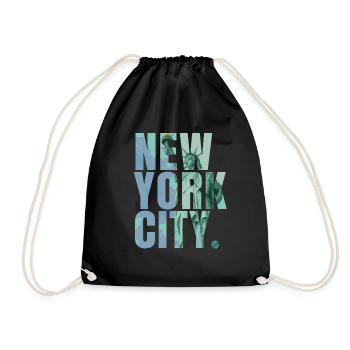 New York City Statue of Liberty USA Souvenir - Drawstring Bag - black - Front