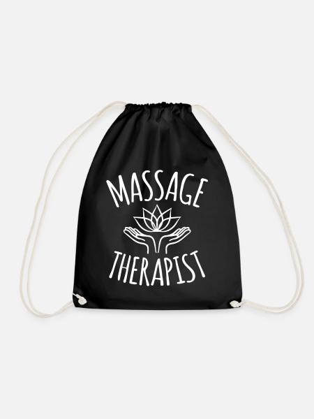 Massage Therapist Lotus Hand For Massage Therapist - Drawstring Bag - black