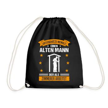 Zimmerer Alter Mann Spruch Herren Geschenk - Turnbeutel - Schwarz - Vorne