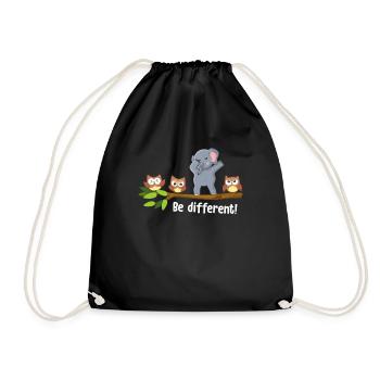 Be Different Elephant Be You Autism Elephant - Drawstring Bag - black - Front