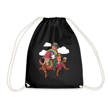 Three Leprechauns - St. Patrick's Day Irish - Drawstring Bag - black - Front