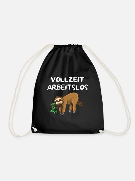Faultier Tshirt Damen Herren Faul Müde Bürohumor - Turnbeutel - Schwarz
