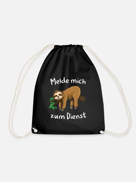 Faultier Tshirt Damen Herren Faul Müde Bürohumor - Turnbeutel - Schwarz
