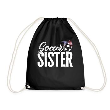Gameday Shirt, Soccer Sister Soccer Tee, Sports - Drawstring Bag - black - Front