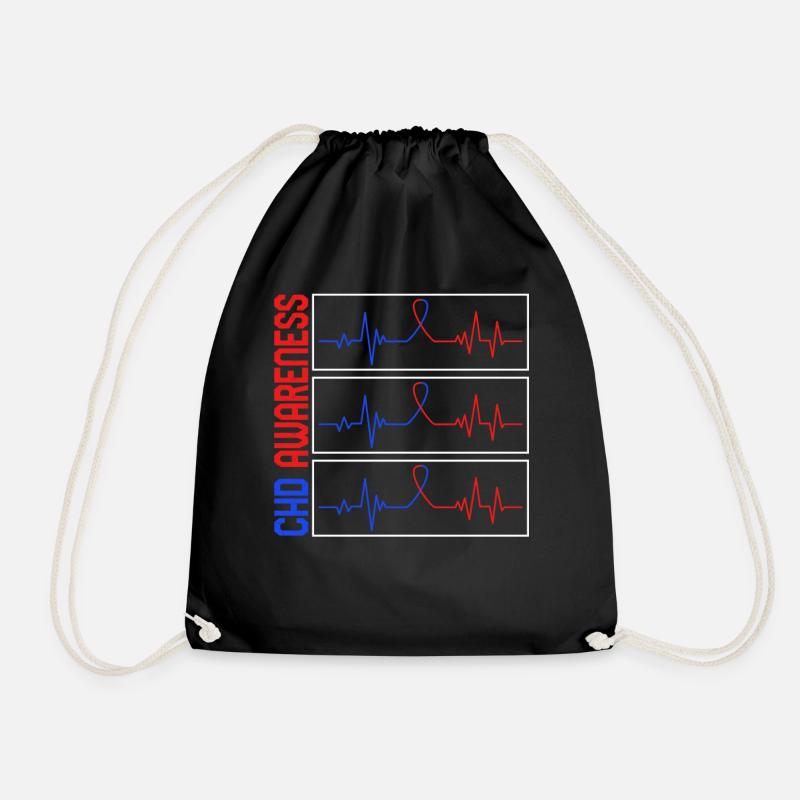 Herzchirurgie Shirt, KHK Bewusstsein Herzschlag, KHK - Turnbeutel - Schwarz