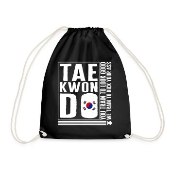 Taekwondo Shirt, on s’entraîne aussi Kick Your Ass Corée - Sac de sport léger - noir - Devant