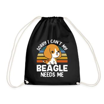 Kann Nicht Mein Beagle Braucht Mich Hund Beagles - Turnbeutel - Schwarz - Vorne