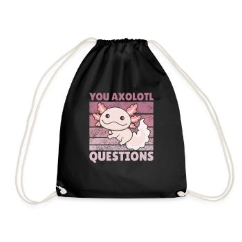 Axolotl lover cute animals children axolotl - Drawstring Bag - black - Front