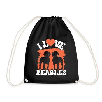 Ich Liebe Beagles Liebhaber Beagle Hund Welpe - Turnbeutel - Schwarz - Vorne