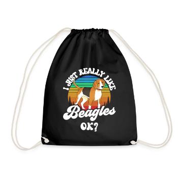 Ich Mag Beagles Einfach Sehr Ok Hund Welpe Beagle - Turnbeutel - Schwarz - Vorne
