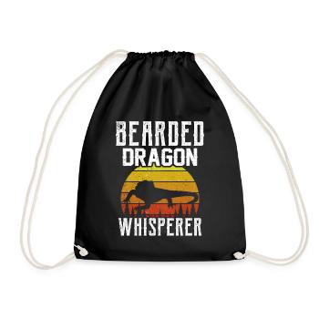 Bartagamen Flüsterer Tier Bearded Dragon Haustier - Turnbeutel - Schwarz - Vorne