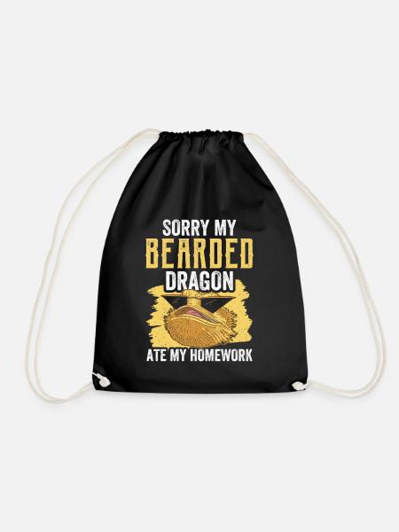 Bearded dragon has eaten my homework animal - Drawstring Bag - black