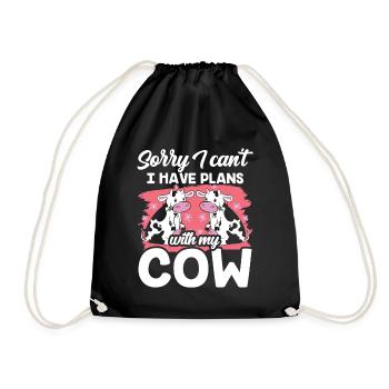 Can't I have plans with my cow animals - Drawstring Bag - black - Front