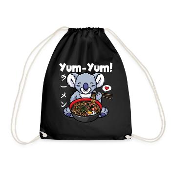 Yum Yum Japan Anime Ramen Nudel Koala - Turnbeutel - Schwarz - Vorne