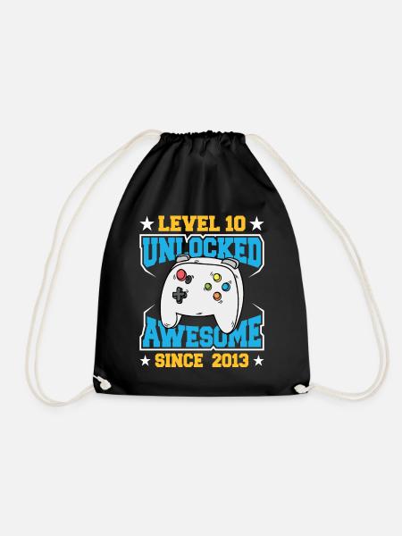 Level 10 Freigeschaltet Awesome Since - Turnbeutel - Schwarz