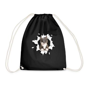 Cute Kitten Ripped Cats Cat Lovers - Drawstring Bag - black - Front