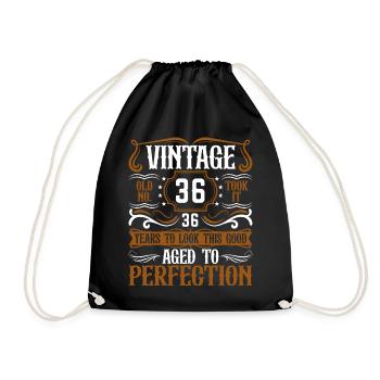 36th Birthday Vintage Retro - Drawstring Bag - black - Front