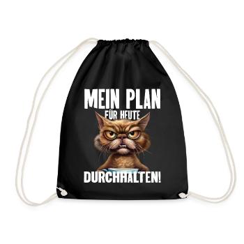 Mein Plan Für Heute Durchhalten! - Turnbeutel - Schwarz - Vorne