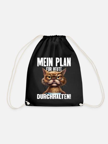 Mein Plan Für Heute Durchhalten! - Turnbeutel - Schwarz