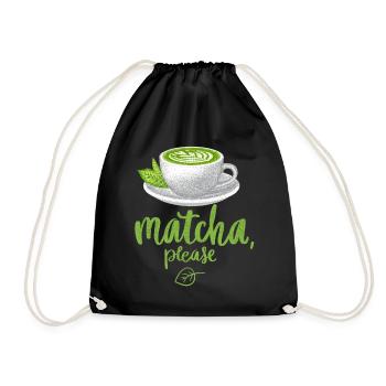 Matcha tea, tea drinker, matcha latte, green tea - Drawstring Bag - black - Front