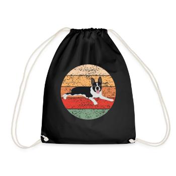 Boston Terrier Hund Hundeliebhaber Retro Geschenk - Turnbeutel - Schwarz - Vorne