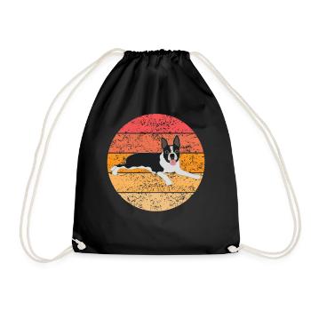 Boston Terrier Hund Hundeliebhaber Retro Geschenk - Turnbeutel - Schwarz - Vorne