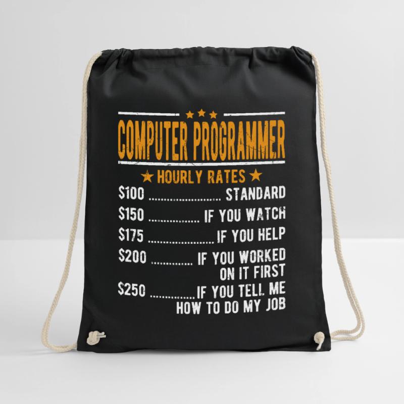 Computer programmer hourly wage Drawstring Bag