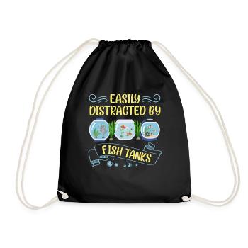 Easily Distracted by Fish Tank Funny Aquaristic - Drawstring Bag - black - Front