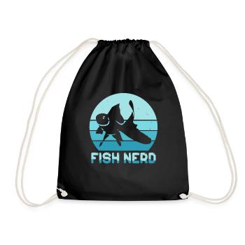 Funny Aquatic Fish Nerd - Drawstring Bag - black - Front