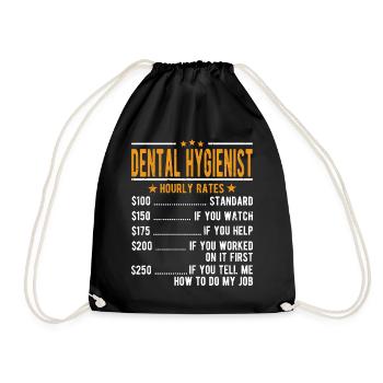 Dental hygienist hourly wage - Drawstring Bag - black - Front