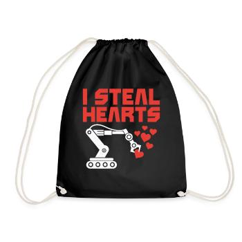 Robot Robotics Engineer Valentines - Drawstring Bag - black - Front