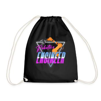 Robot Robotics Engineer Retro - Drawstring Bag - black - Front
