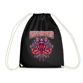Cobra snake, horror, comic saying Have-No-Fear - Drawstring Bag - black - Front