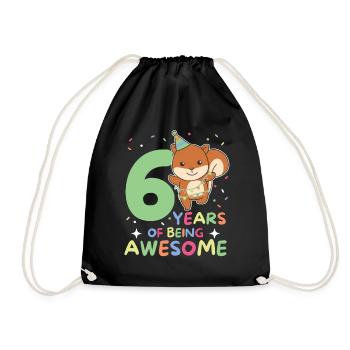 Squirrel for 6th birthday Children six years - Drawstring Bag - black - Front
