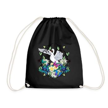Début du printemps Cygne Faune Nature Oiseaux - Sac de sport léger - noir - Devant