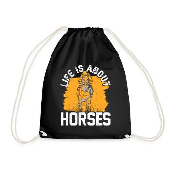 La vie consiste à monter à cheval - Sac de sport léger - noir - Devant