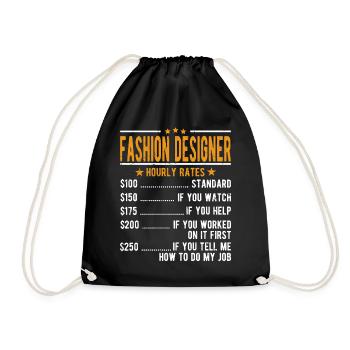 Fashion designer hourly wage - Drawstring Bag - black - Front
