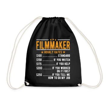 Filmemacher Stundenlohn - Turnbeutel - Schwarz - Vorne