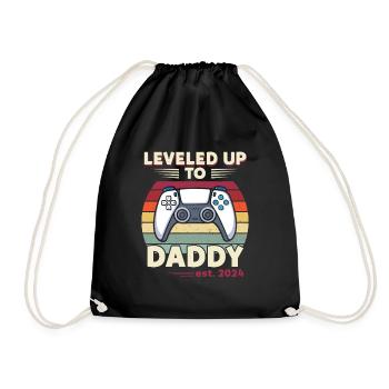 Leveled Up To Daddy Est. 2023 Controller - Drawstring Bag - black - Front