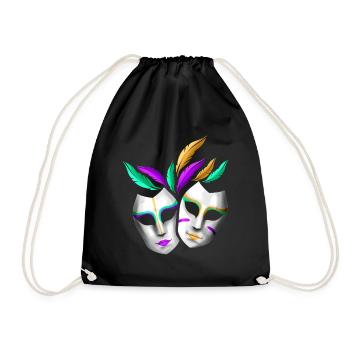 Pair Of White Masks With Feathers For Mardi Gras - Turnbeutel - Schwarz - Vorne