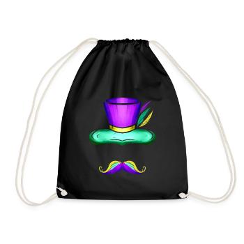 Chapeau et moustache pour Mardi Gras - Sac de sport léger - noir - Devant