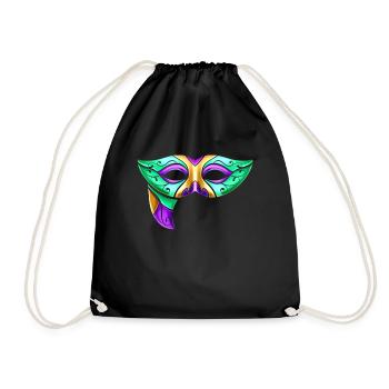 Green Mask For Mardi Gras - Drawstring Bag - black - Front