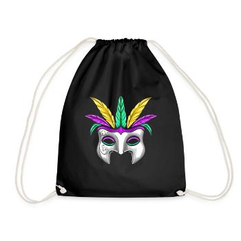 White Mask With Feathers For Mardi Gras - Turnbeutel - Schwarz - Vorne