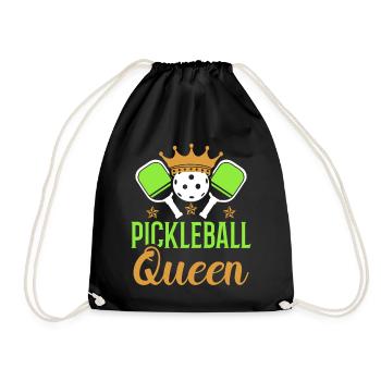 Pickleball-königin Paddel-sport Spiel Spieler - Turnbeutel - Schwarz - Vorne